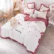 Váy ngủ màu đỏ lưới bốn mảnh váy cô gái cotton với ga trải giường công chúa thêu chăn trải giường - Váy Petti