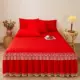 Vải cotton tinh khiết váy trải giường một mảnh cotton cùng một phong cách trải giường lưới màu đỏ bụi phủ ren thời trang không thể đủ khả năng váy bóng váy liền màu - Váy Petti