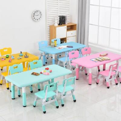 Single child adjustable lift table and table folding family table and chairs Children hosting class Rectangular Adolescent Kindergarten