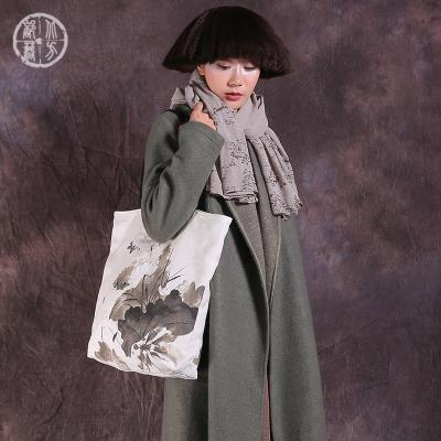 Bắc Tribe Literary Retro Womens Bag Exchangeable đúp Thực hiện tinh khiết Matot Túi vải lanh Tote Bag.