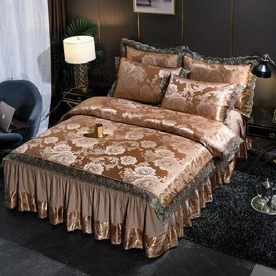 Bốn mảnh khăn trải giường satin satin tăng cường giường ngủ cotton phong cách Bắc Âu chăn bông phủ giường phong cách ren phong cách châu Âu - Váy Petti