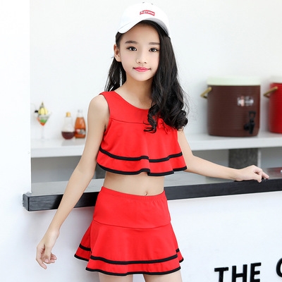 10 Skirt Split Swimsuit 12 Years Old 13 Bikini 14 Big Children 15 Little Girls 11 Pupils Korean Conservative Swimwear