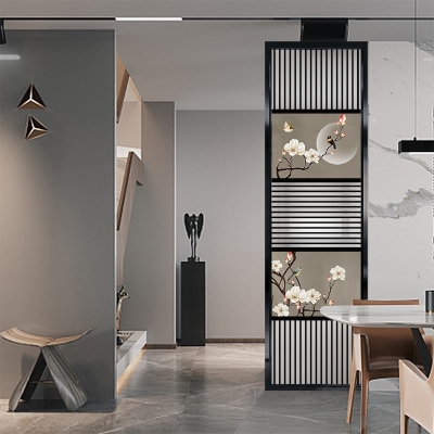 Lattice glass partition bathroom dry area partition screen push-pull screen partition telescopic partition screen half wall screen