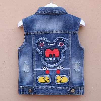 Vest bé trai Mùa xuân và mùa thu Thời trang mỏng Denim Vest trẻ em Vest Vest cao bồi Xu hướng thời trang mùa xuân - Áo ghi lê