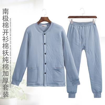 Nam Cực bông trung niên cardigan ấm bộ đồ lót mens bông cha dày để thêm chất béo mùa đông mùa thu quần quần áo mùa thu.