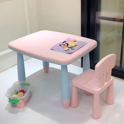 Double Non-slip Children Plastic Baby Dining Table And Chairs Suit Kindergarten Writing Table And Chairs Toy Table 1 sleeve-Taobao