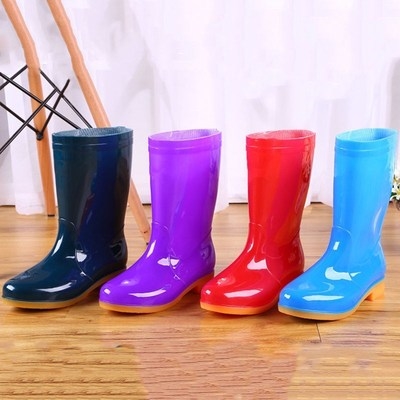 Jelly giày cao đầu đơn giày đi mưa ủng chống thấm nước phụ nữ phong cách thời trang mặc bên ngoài ấm áp và nhung giữa cắt nước thải - Rainshoes