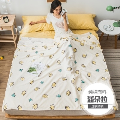 Cotton Du lịch Tạo tác Túi ngủ Khách sạn Chuyến đi Bẩn thỉu Du lịch Di động Sinh hoạt Khách sạn Bộ khăn trải giường Giường đôi Bông - Túi ngủ