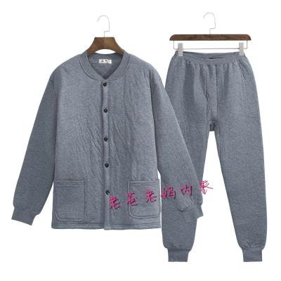 Nam Cực bông trung niên cardigan ấm bộ đồ lót mens bông cha dày để thêm chất béo mùa đông mùa thu quần quần áo mùa thu.