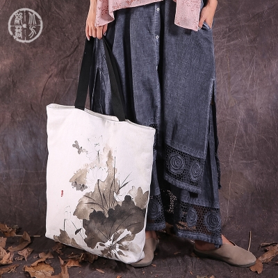 Bắc Tribe Literary Retro Womens Bag Exchangeable đúp Thực hiện tinh khiết Matot Túi vải lanh Tote Bag. 