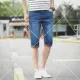 Mùa hè mỏng quần short denim nam cắt cạp quần co giãn tự canh chân trẻ nam - Quần jean