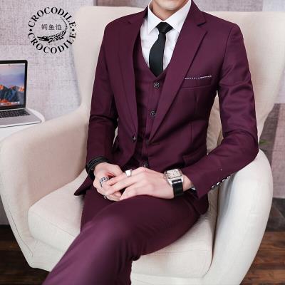 Suit men's 2019 new suit men's three-piece suit professional self-cultivation formal dress groom married