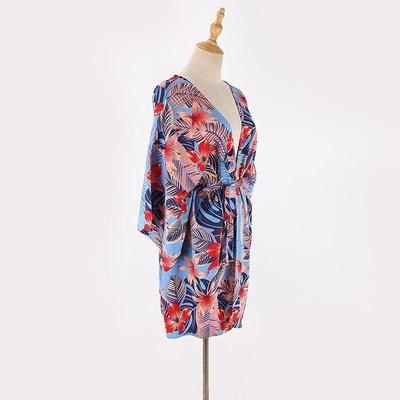 Fire Phoenix-Mu short blouse beach sunscreen cardigan bikini jacket swimsuit outside with rayon new cross
