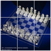 Size crystal glass chess for beginners adult portable chess suit