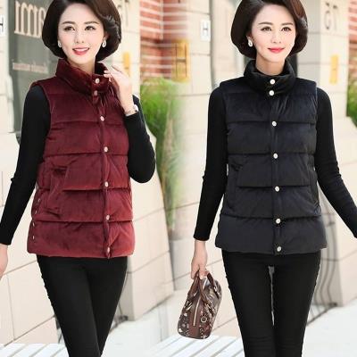 Áo vest nữ trung niên mới cotton ngắn thời trang 50 tuổi 40 phụ nữ trung niên và cao tuổi áo khoác mùa đông áo ghi lê vest - Áo vest