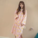 Mùa hè giải trí mùa hè siêu dài tay đồ ngủ nữ Phiên bản Hàn Quốc của áo thun thể thao cotton rộng rãi trong tay áo ngủ triều - Đêm đầm
