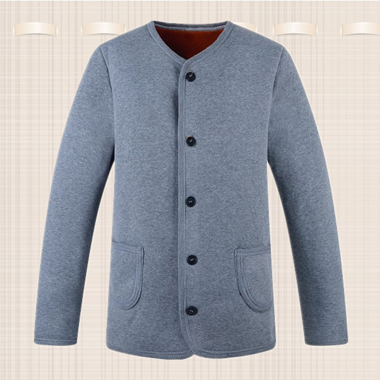 đồ lót trung niên và già mở vú mens quần áo mùa thu single mở cơ thể áo khoác bông cộng với nhung lót cha cardigan bông áo len mùa đông.