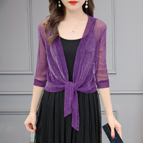 Arctic velvet net gauze small shawl Mao sail temperament goddess cardigan outside with suspender skirt slim coat