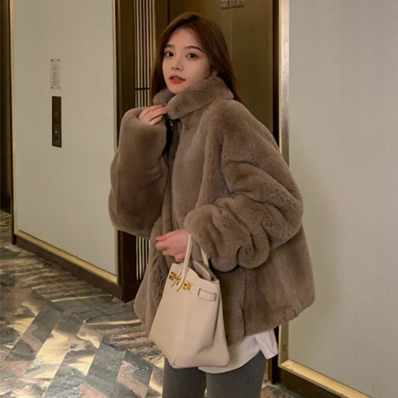 Van Hi Otter Rabbit Fur Cover Woman Young Fashion Li-Li Han Edition Loose-thicker Fur Coat