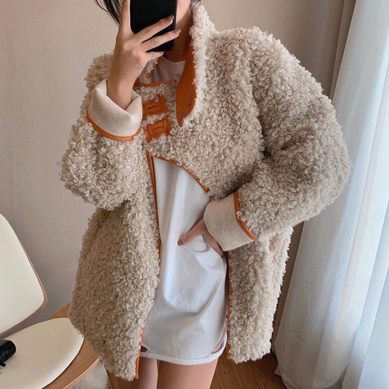 Van Ham lamb fur straw coat female winter medium long version 2021 new fur integrated Korean version to overcome thickening