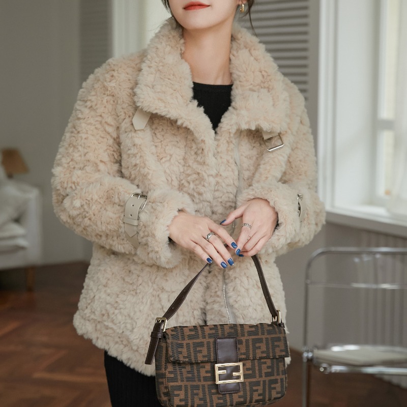 Fanchy lamb fur coat women's winter 2022 new all-match thick Korean version loose short small