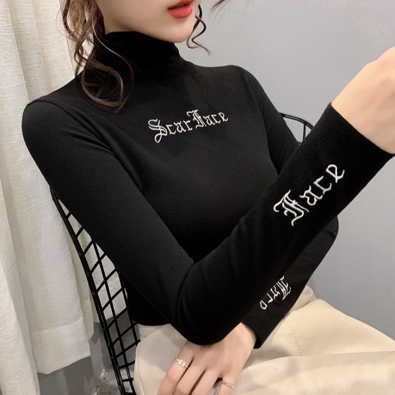 Vanchy turtleneck bottoming shirt women's spring 2022 new style with self-cultivation plus velvet all-match Western style T-shirt top women