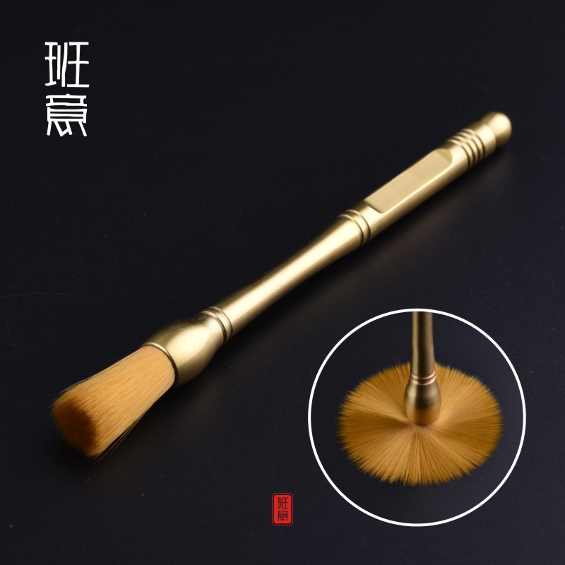 Gongfu tea with tea ceremony 6 Gentleman Pure Copper Raising Pot Pen Tea Tray Brush brush Brush Tea Brush Tea Pen Tea Wash Bronze Tea Brush Pen