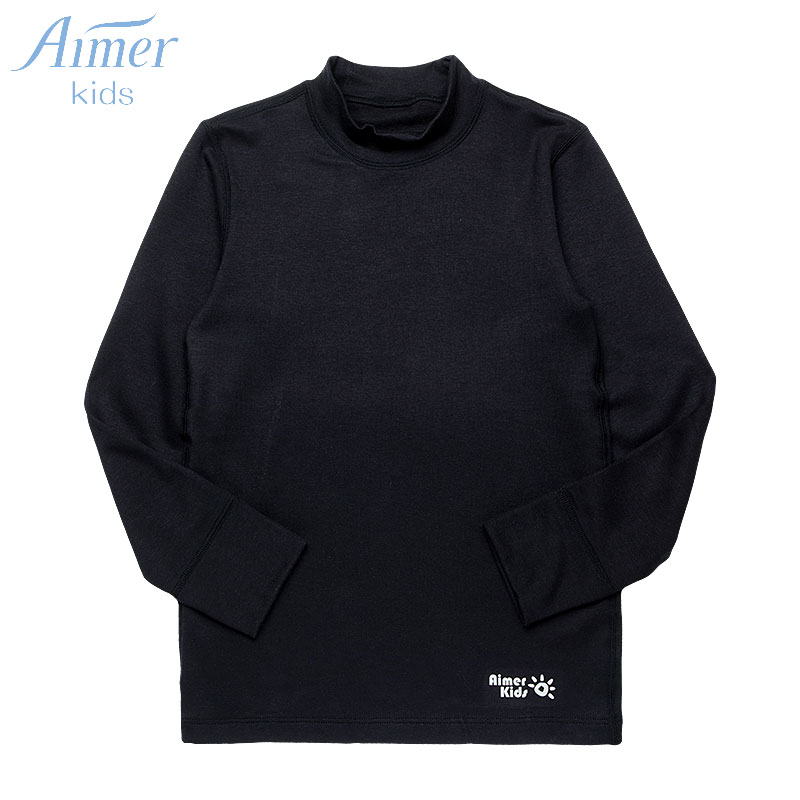 AIMER Children boy boy warm up small high collar with wool double layer warm long sleeve blouse AK372P12