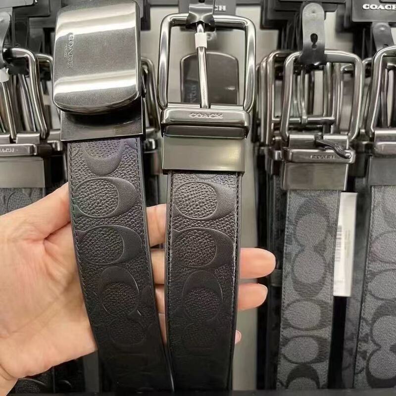 [New Year Gift] Genuine Leather Coach Belt Suitable for Men's Business Versatile Pin Buckle Double-Sided Belt with Delivery Voucher