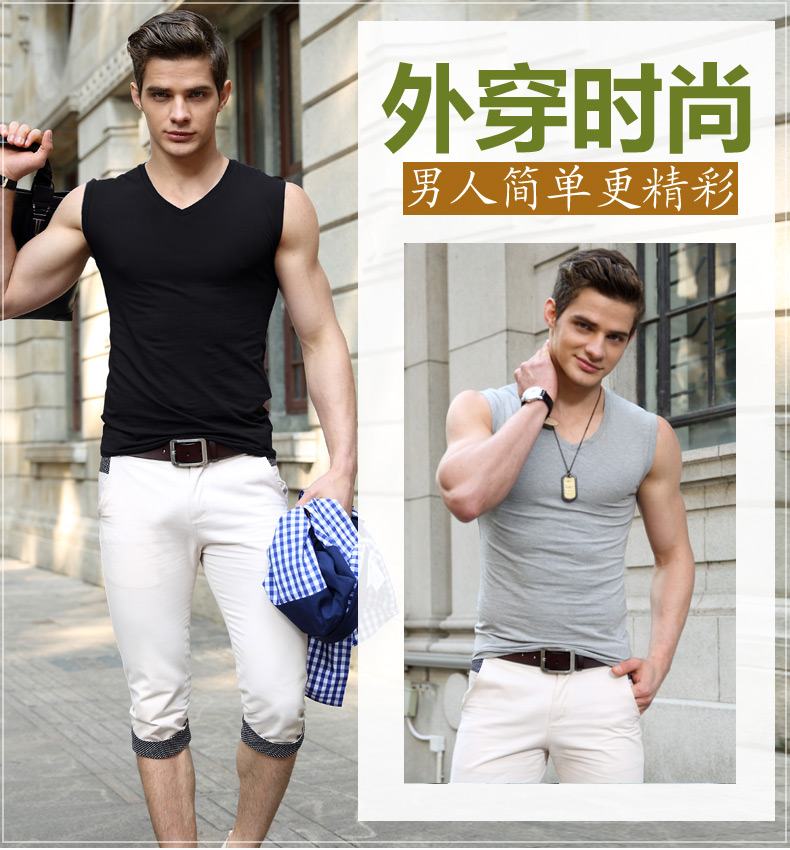 Của nam giới vest nam mùa hè cotton thanh niên thoáng khí tight-fitting Slim không tay T-Shirt tập thể dục rộng vai vest