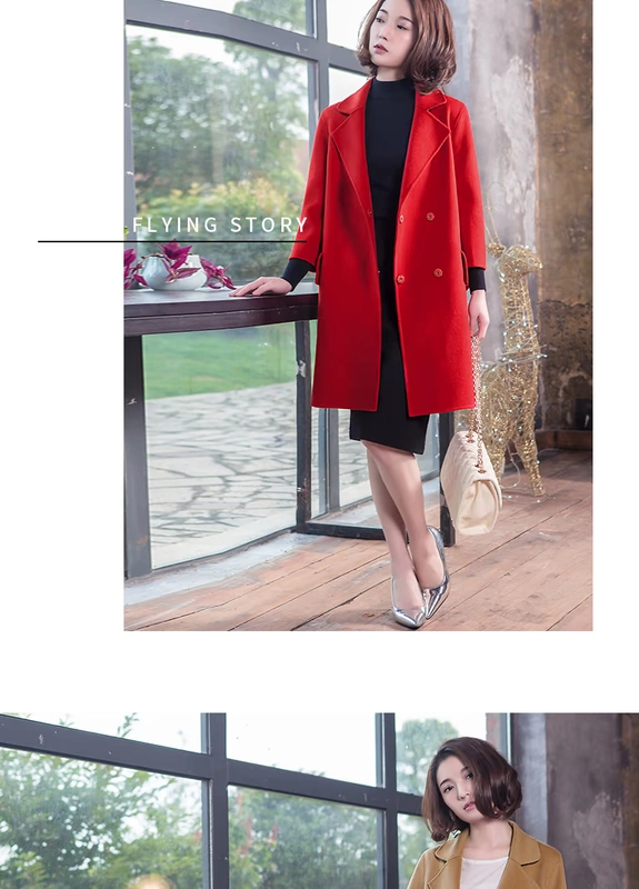 Áo khoác len nữ hai mặt 2019 thu đông 2018 Áo len nữ dài giữa Hàn Quốc áo len nữ - Trung bình và dài Coat