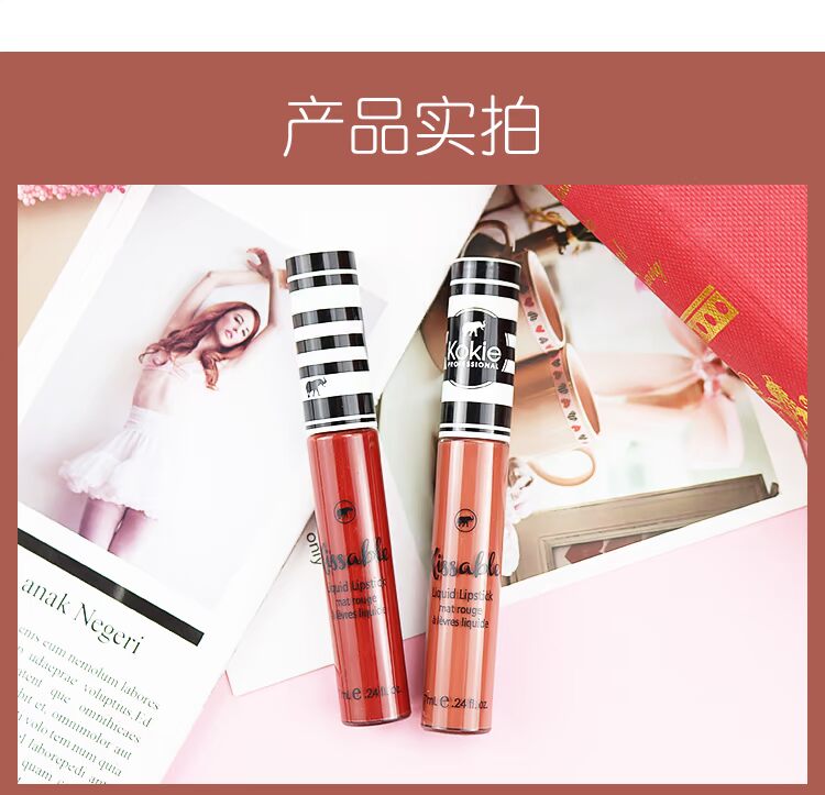 KOKIE mờ môi son bóng son môi VM831 ăn adobe đỏ trắng 824 lá phong màu đỏ bền màu - Son bóng / Liquid Rouge 	son bóng mac	