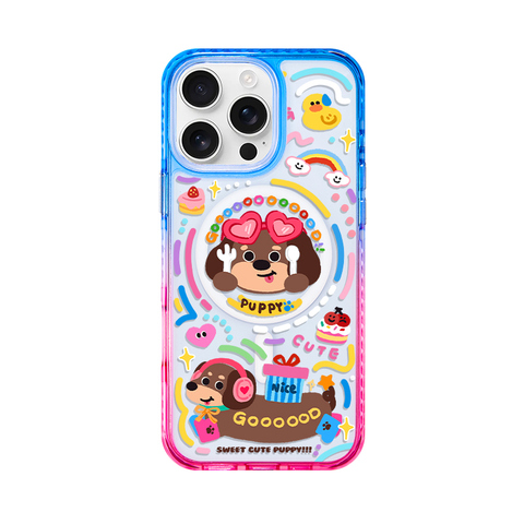 Girls【CUTE PUPPY】Gradient Cartoon MagSafe Lanyard Strap Pro/Plus/Max/Air – 17, 16, 15, 14, 13 iPhone Case