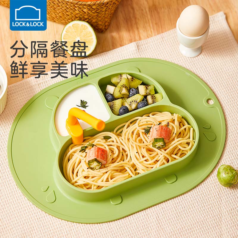 Music Buckle Lotte buckle baby dinner plate Lattice Trays Silicone children Dinner Plate Suction Cups Cartoon Baby Bowls for Eating Cutlery