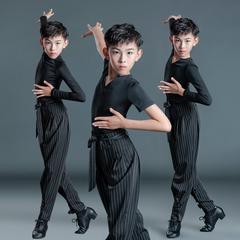 Boys' Latin Dance Clothing Tops Practice Clothes Boys' Training Clothes Short-Sleeved Modern Dance Performance National Standard Pants Autumn and Winter
