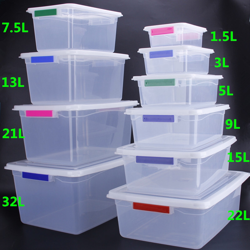 Commercial large sealed fresh-keeping box rectangular transparent food plastic storage box household refrigerator refrigerator box thickened