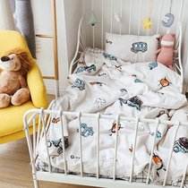  Soft Meng infant cotton soft and breathable double-layer yarn childrens student dormitory bunk bed single bed three-piece set