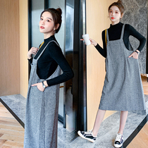 Radiation-proof maternity dress clothes computer belly band Autumn Winter Checkered Pregnant to work Two sets of dress