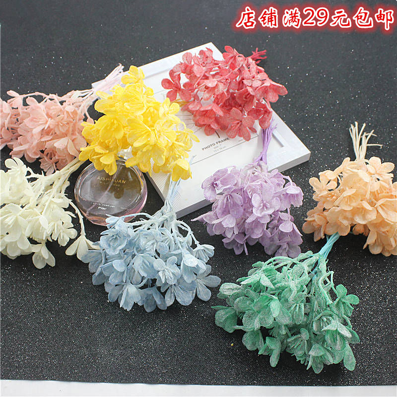 diy Mori artificial flower headdress accessories boutonniere straw hat flower succulent flocking white frost green leaf happy grass daffodils