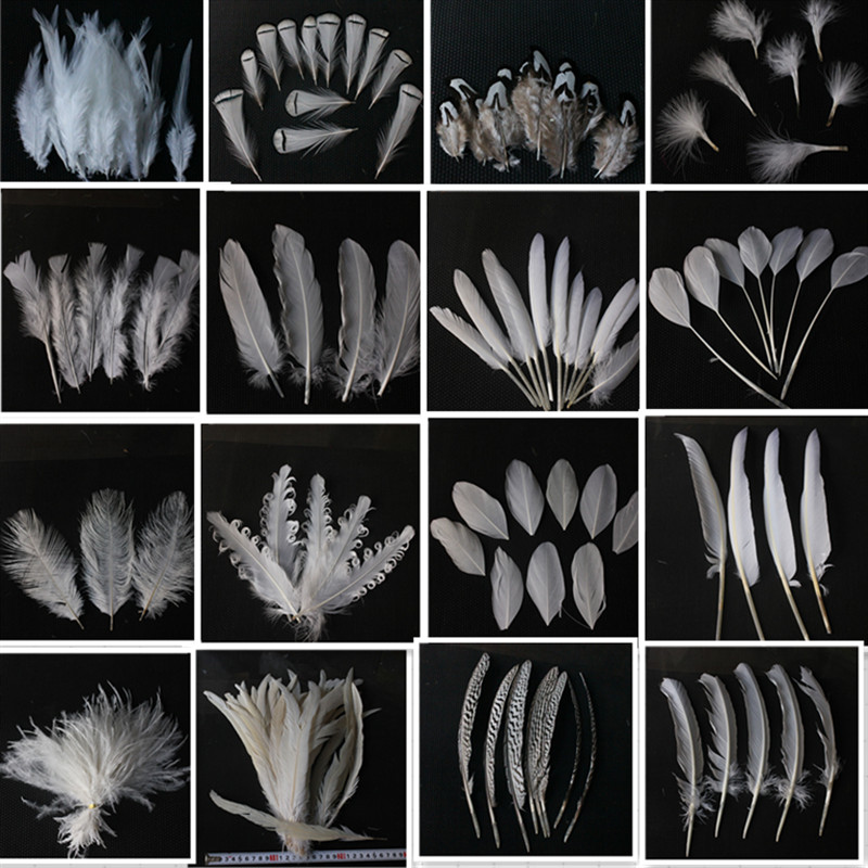 24 Diy accessories feathers white wedding feathers turkey hair feathers goose hair 10 - 50 roots