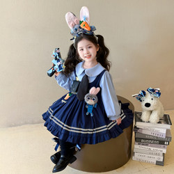 Girl Autumn Dress Judy Rabbit Police Officer kids Clothes Girls Birthday Long sleeves Lolita Princess Skirt