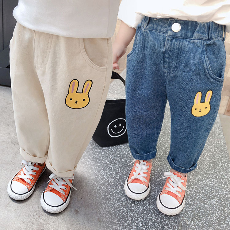 2021 new children's clothing in small children's clothing baby ocean school casual pants girls Korean trousers pop jeans 6089