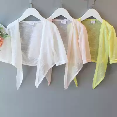 Children's shawl summer 2021 short air-conditioned shirt thin small waistcoat cardigan girl coat sunscreen clothes 0149