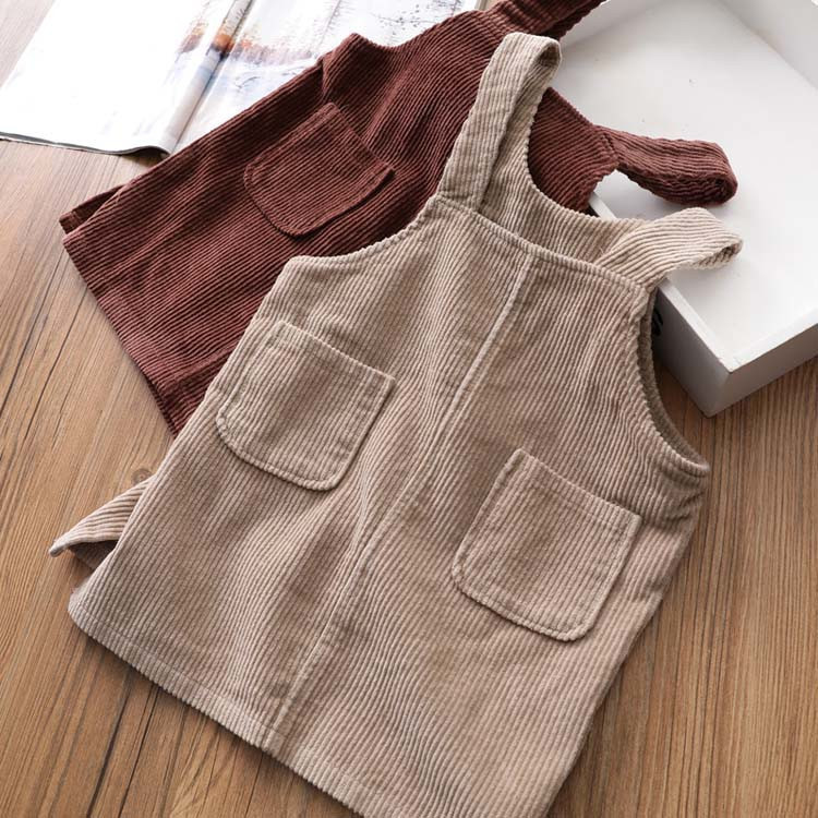 2021 autumn new women's baby loose children's baby bag skirt women's children's foreign school solid color dress 4371