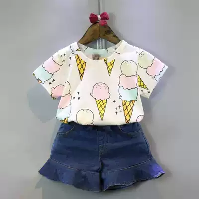 2021 Korean version of children's clothing girls Summer new sweet ice cream Joker short sleeve T-shirt 0118
