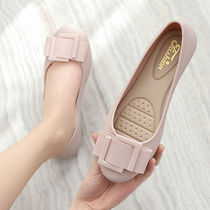 Fashion Adult Ladies Rain Boots Casual Non-Slip Rubber Shoes Working Waterproof Shallow Mouth Plastic Single Shoes Flat Sandals Water Shoes