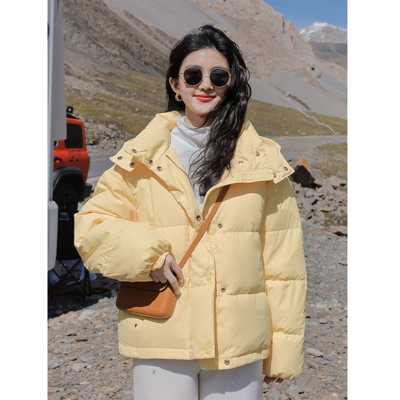 Milk Yellow Down Clothing Cotton Clothing Jacket Woman's winter 2023 New small sub thickened short Bread Served Winter-Taobao