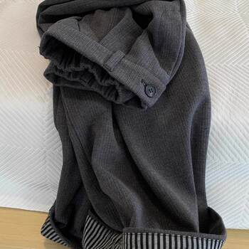 Everyone, Close Your Eyes and Buy! Don'T Hesitate! These Are the Perfect Dark Gray, Brushed, Thickened Wide-Leg Pants with Cuffed Hems for Women, Perfect for Fall and Winter