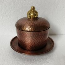 Pure copper retro Buddha jumping wall basin pen washing Kung Fu tea set accessories copper handmade hammer pattern retro household tea dregs jar