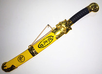 55cm golden silk tiger head knife Chinese knife wood sword 18 class weapons childrens toys performance props